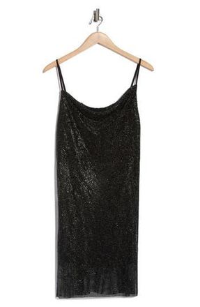 L'agence Benson Crystal Chain Mail Mini Slipdress in Gunmetal/Black at Nordstrom Rack, Size 12