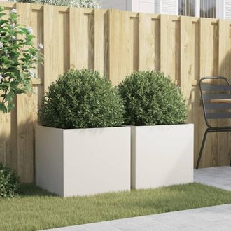 Berkfield Home Planters 2 pcs White 49x47x46 cm Steel | Size: 49 x 47 x 46 cm