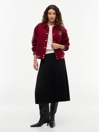 Tommy Hilfiger Womens Pleated Midi Skirt - Black - L
