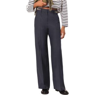 Maje Suit trousers with chain detail in Navy at Nordstrom, Size 36 Eu