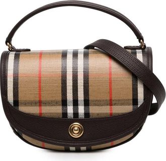 Burberry Pre-owned Burberry Leather Trimmed House Check Coated Canvas Highlands Satchel Ladies OV786V0MUNYW4BCH