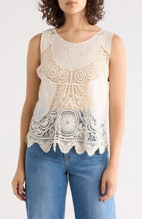 Forgotten Grace Mixed Media Scalloped Tank in Natural at Nordstrom Rack, Size X-Large