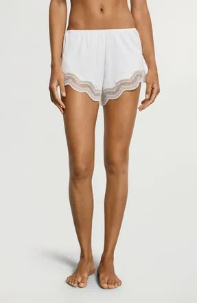 Hanro Cira Tulle Lace Trim Knickers in Off White at Nordstrom, Size X-Small