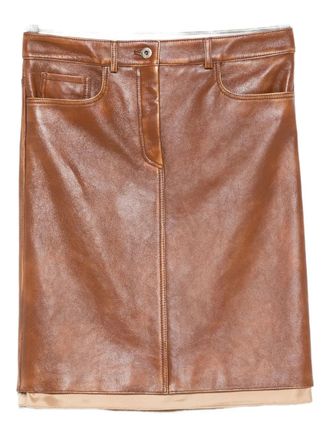 Miu Miu Leren midi-rok - Bruin