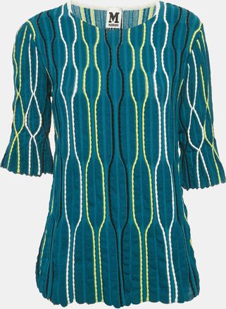 M Missoni Sea Green Wave Pattern Knit T-Shirt