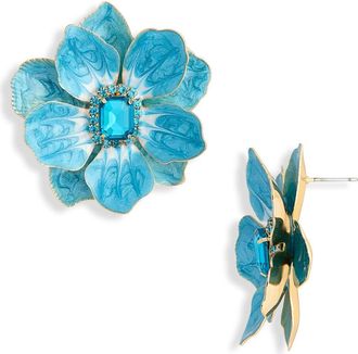 Natasha Flower Stud Earrings in White/Aqua at Nordstrom Rack