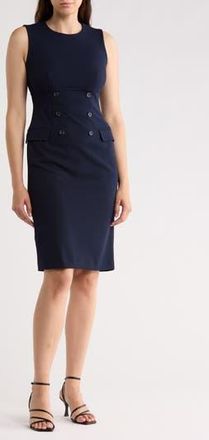 Calvin Klein Button Sheath Dress in Indigo at Nordstrom Rack, Size 10