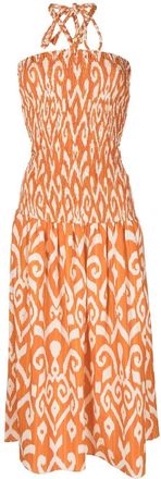 Bambah Linden halterneck midi dress - women - Linen/Flax - M - Orange