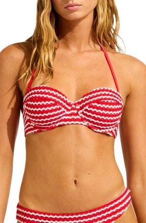Seafolly Underwire Bustier Bikini Top in Chilli Red/White at Nordstrom Rack, Size 10 Us / 14 Au