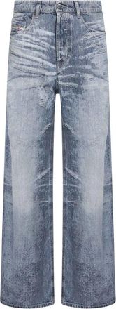 Diesel Wijde Pijp Stonewashed Denim Jeans - Dames - Loose Fit Jeans - Blauw - W28 - Denim - Jeans