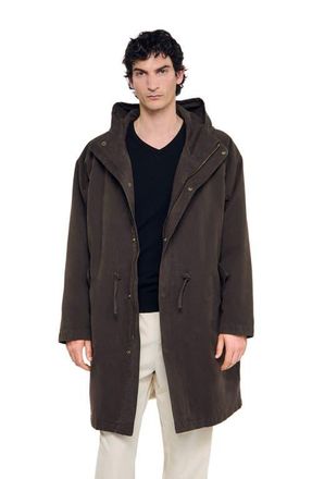 Sandro Oversized cotton and wool parka in Dark Taupe at Nordstrom, Size Medium