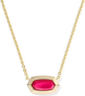 Kendra Scott Womens Elisa Bezel Short Pendant Necklace In Gold / Carmine Red Illusion