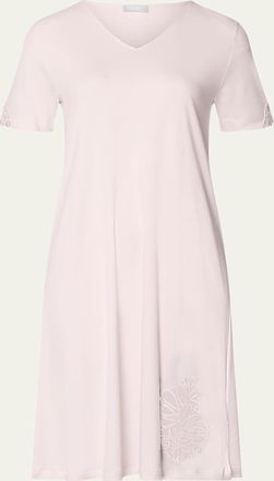 Hanro Belina Embroidered-Inset Cotton Nightgown
