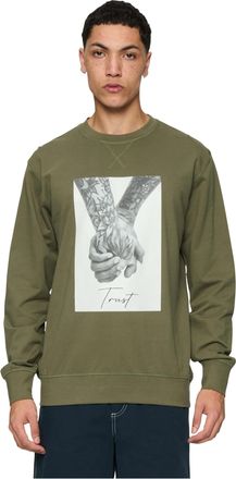Mister Tee Mens Trust 2.0 Crewneck Sweatshirt, Olive, XS