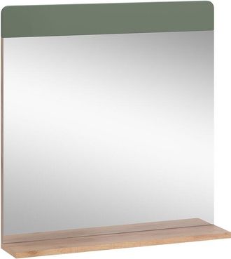 Vicco Espejo De Ba&ntilde;o Izan, Roble Verde/dorado, 60 X 62 Cm Con Estante