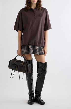 Acne Studios Eteddy Bubble Hem Polo in Dark Brown at Nordstrom, Size X-Small