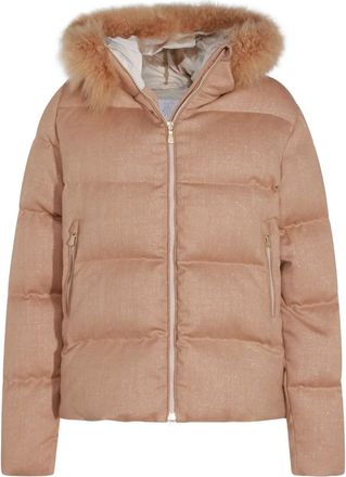 Eleventy fur-trim hooded coat - Neutrals