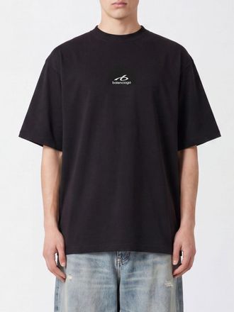 Balenciaga T-shirt in cotone con stampa logo Monogram a contrasto