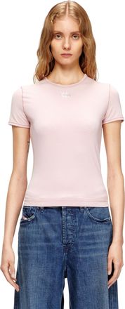 Diesel Slim-fit T-shirt with metallic Oval D - T-Shirts - Woman - Pink