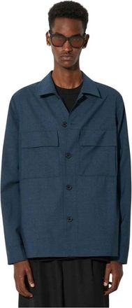 Paul Smith Double-pocket Button-down Shirt Jacket - Heren - Zomerjassen - Blauw - M - Wol - Jassen