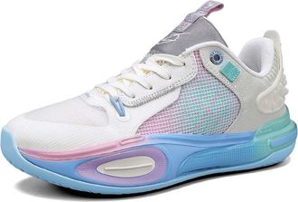 Generic Unisex Basketball Shoes Anti Slip Wear-Resistant Shock-Absorbing Fashionable Sports Boots Walking Shoes(White Blue,5.5 UK)