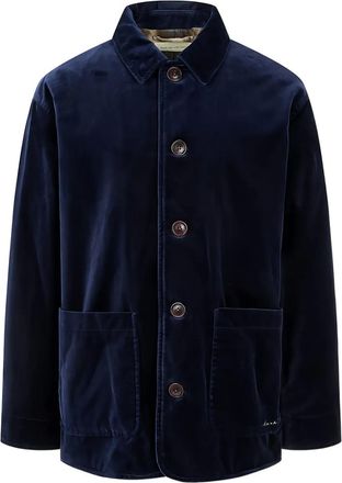 Man On The Boon. velvet button-up jacket - Blue