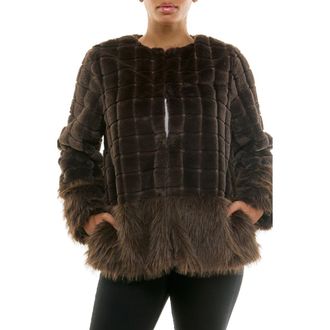 Nina Leonard Faux Fur Long Sleeve Bolero in Chocolate Brown at Nordstrom Rack, Size Medium