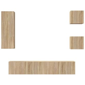 Berkfield Home 5 Piece TV Cabinet Set Sonoma Oak Engineered Wood in Light Oak