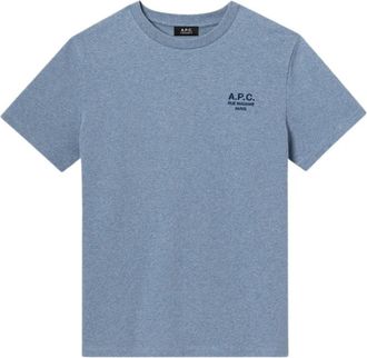 A.P.C. T-shirt 100% Cotone - Heren - T-shirts - Blauw - M - Katoen - Tops