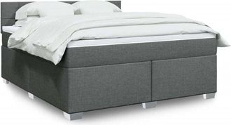 vidaXL Vidaxl - Cama Box Spring Con Colch&oacute;n Tela Gris Oscuro 180x200 Cm