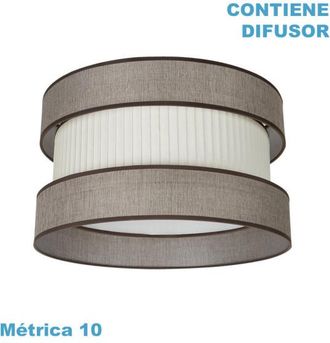 Fabrilamp Pantalla Colgante Home M10 Marron-beis 50dx50dx25h Difusor Incluido