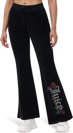 Juicy Couture Heritage Track Pants Women Black Boot Cut Activewear GBO3760