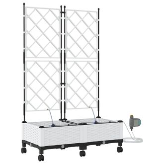 vidaXL Maceta De Jard&iacute;n Con Riego Y Ruedas 2 Uds. Blanco Pp Vidaxl