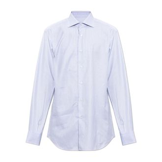 Brioni Overhemden, Heren, Blauw, XL, Katoen, Pocket Shirt