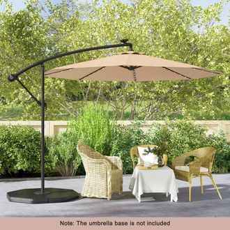 Costway Costway 294cm Solar Patio Offset Umbrella Cantilever Umbrella w/ 40 LED Lights in Beige