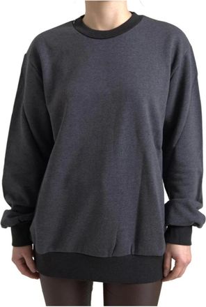 Dolce & Gabbana Donkergrijze Katoenen Crew Neck Sweater - Dames - Sweatshirts - Grijs - XS - Katoen - Hoodies & sweatvesten