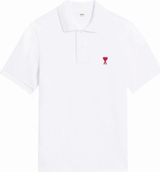 Ami Mens AMI Paris Ami De Coeur Polo Shirt in White - Size: 38/Regular