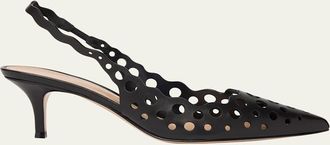 Gianvito Rossi 55mm Perforated Nappa Leather Slingback Pumps
