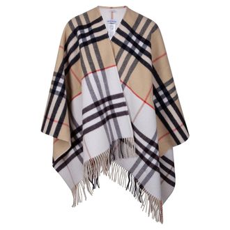 Burberry Double Check Cape - female - Burberry - Ponchos - Beige - ONE SIZE - Jackets