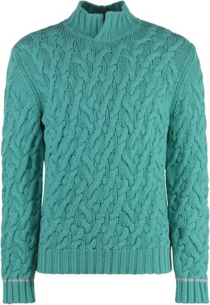 Malo Cashmere Coltrui met Kabelbreisel - Heren - Cashmere truien - Groen - L - Kasjmier - Truien & Vesten