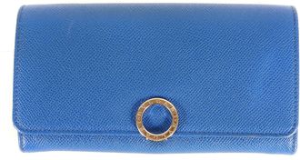 Bulgari Blue Purple Leather Long Wallet (Bi-Fold) (Pre-Owned)