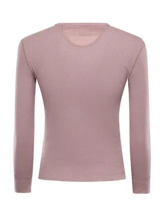 Chlo&eacute; Ribbed Knit Henley Sweater - Purple