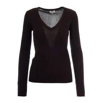 Liu Jo Ecs Maglia Costine Con Lam&eacute; - female - Liu Jo - V-neck Knitwear - Brown - XS - Knitwear