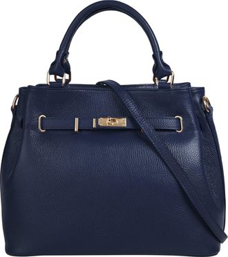 Samantha Look Henkeltasche SAMANTHA LOOK, Damen, Gr. B/H/T: 34cm x 27cm x 17cm onesize, blau, Leder, leicht gl&auml;nzend, unifarben, Taschen Henkeltasche, echt Leder, M
