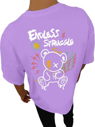 Generic Mens T Shirt Back Print Summer Short Sleeve Tshirts Fashion Motif Clothing Retro Cotton Casual Shirt Boys Tee Crew Neck Outfit Lightweight Tops 01L Pu