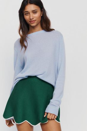 Maeve Scalloped-Hem Sweater Mini Skirt