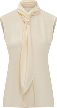 Alberta Ferretti Beige Solid Shawl Neck Top