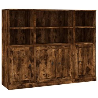 Berkfield Home Highboards 3 pcs Smoked Oak Engineered Wood in Brown