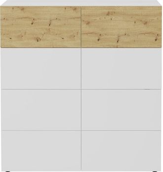 Calicosy Calicosy - Buffet 8 Cajones Blanco Brillante Y Decoraci&oacute;n De Roble Belm 5 - L109 X H115 Cm
