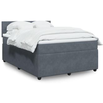 vidaXL Cama Box Spring Con Colch&oacute;n Terciopelo Gris Oscuro 140x200 Cm Vidaxl